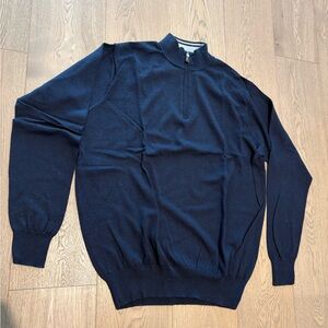Peter Millar Navy Quarter-Zip Sweater